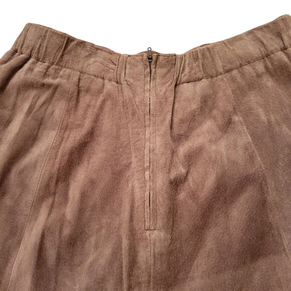 Vintage Toffs 14 Brown Genuine Leather Maxi Skirt Western Yellowstone Winter - Picture 5 of 7